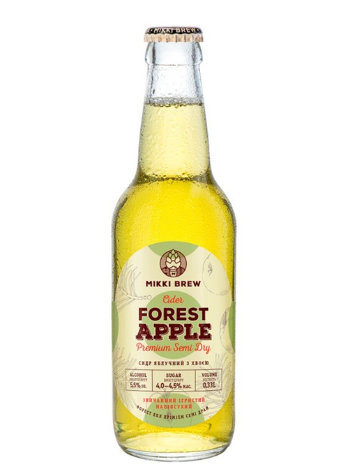 Сидр ігристий Форест Еппл, Міккі Брю / Forest Apple, Mikki Brew, напівсухий 5.5%, 0.33л фото
