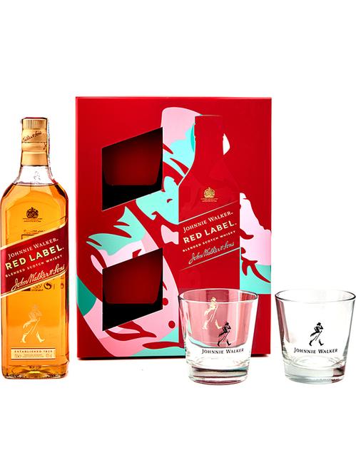 Набір віскі Ред Лейбл / Red Label, Johnnie Walker, 40%, 0.7л, в подарунковій коробці + 2 бокали фото