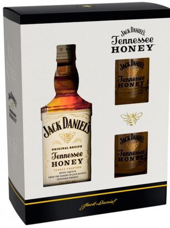 Jack Daniels Tennessee Honey 35% 0.7л+ 2 бокала | OKwine