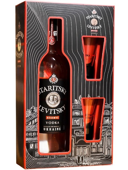 Водка Старицкий & Левицкий, Резерв / Staritsky & Levitsky Reserve, 40%, 0.5л, в коробке + 2 рюмки фото