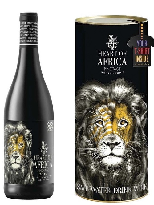 Вино Пинотаж / Pinotage, Heart of Africa, The Grinder, 14% красное сухое 0.75л + футболка, в тубусе фото