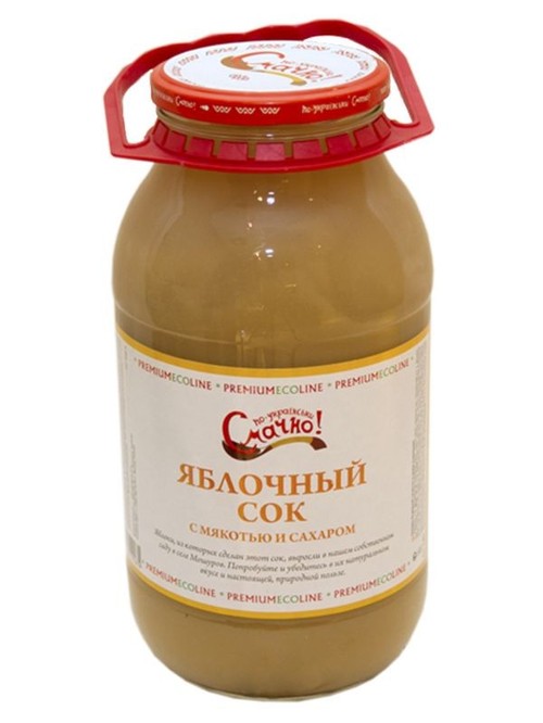 Сок яблочный с мякотью и сахаром, 1.85л фото