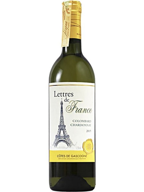 Вино Коломбар - Шардонне / Colombard - Chardonnay, Lettres de France, белое сухое 0.75л Вино Коломбар - Шардонне / Colombard - Chardonnay, Lettres de France, белое сухое 0.75л фото
