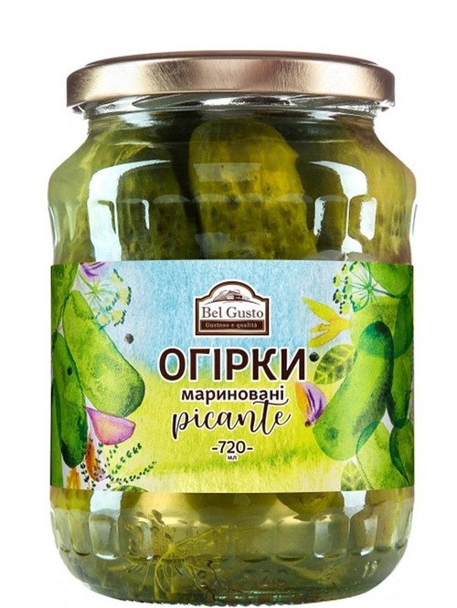 Огурцы маринованные, Bel Gusto, 720мл Огурцы маринованные, Bel Gusto, 720мл фото