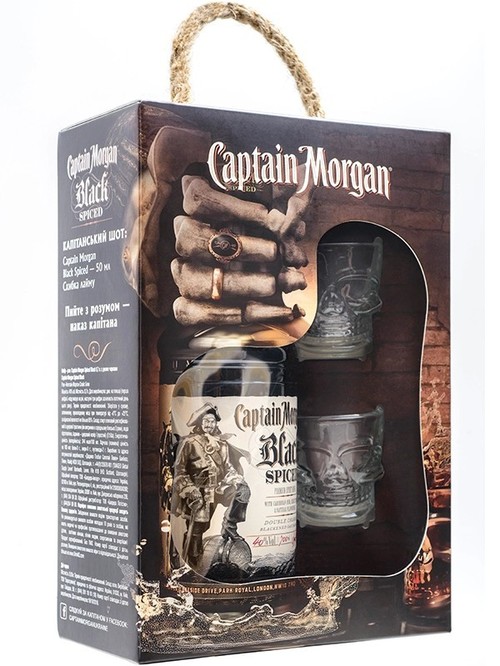 Набор ром Капитан Морган, Блэк Спайсд / Captain Morgan, Black Spiced, 40%, 0.7л, в подарочной коробке