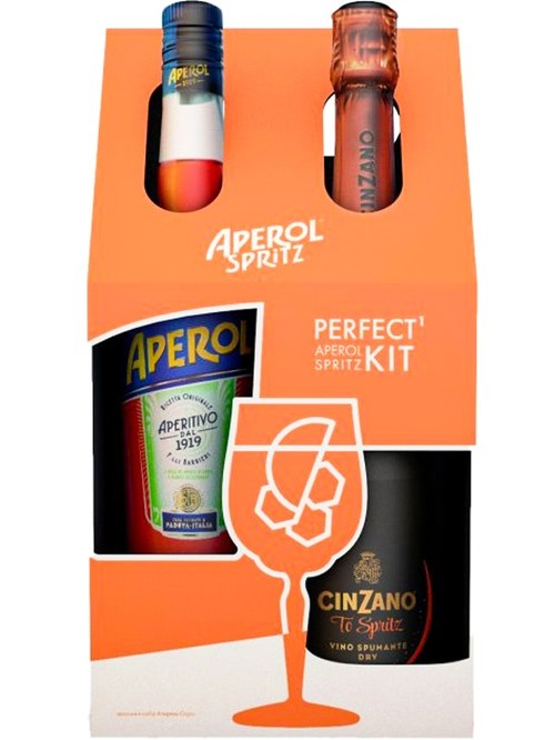 Набір Aperol Spritz ігристе вино Pro-Spritz, Cinzano, біле сухе 0.75л + біттер Aperol, 0.7л в коробці - Італійський коктейль