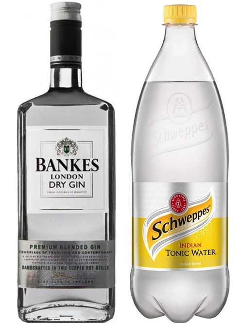 Акционный набор Джин Банкс + Тоник Швепс / Bankes 40% 1л + Tonic Schweppes 1л фото