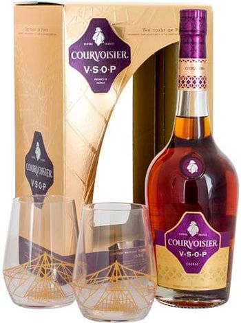 Courvoisier VSOP 0.7л купити коньяк в коробці з бокалами | OKwine