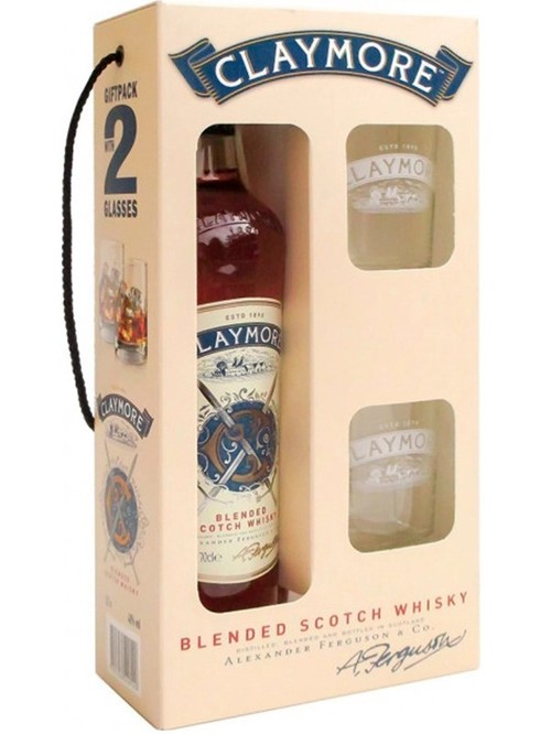 Віскі Клеймор / Claymore, White&Mackay, 40%, 0.7л в подарунковій коробці + 2 склянки фото