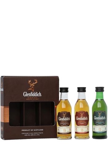 Купить виски Glenfiddich, 12+15+18 лет, 0.05л*3, в коробке