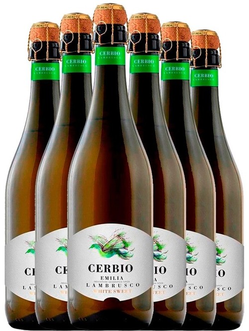 Набір ігристого вина Ламбруско Чербіо Емілія, "Вайт Світ" / Lambrusco Cerbio Emilia, "White Sweet", біле солодке 6*0.75л Набір ігристого вина Ламбруско Чербіо Емілія, "Вайт Світ" / Lambrusco Cerbio Emilia, "White Sweet", біле солодке 6*0.75л фото
