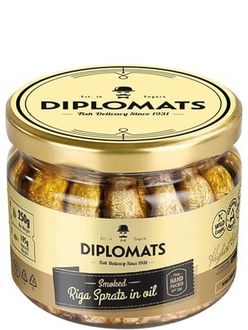 Shprot Riga Diplomats Riga Sprats 250г купить шпроты с доставкой | OKwine