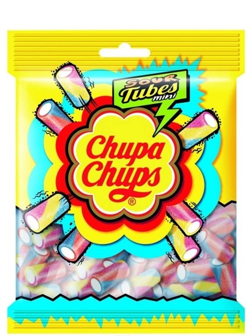 Жевательные конфеты Sour Tubes Mini, Chupa Chups, 150г