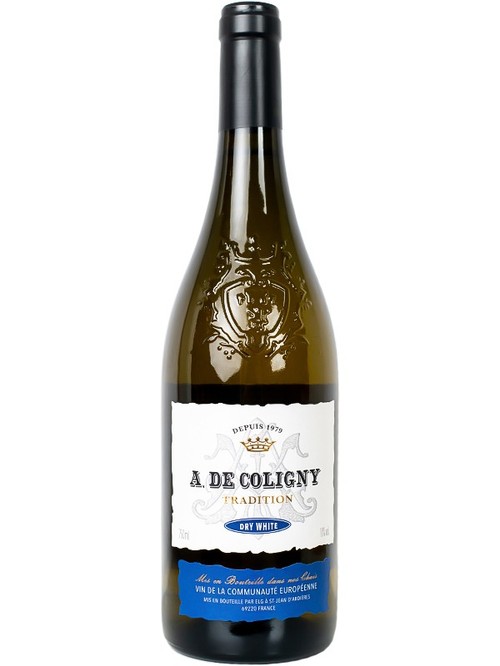 Вино "А де Коліньї" Вайт Драй / "A. De Coligny" White Dry, біле сухе 0.75л фото
