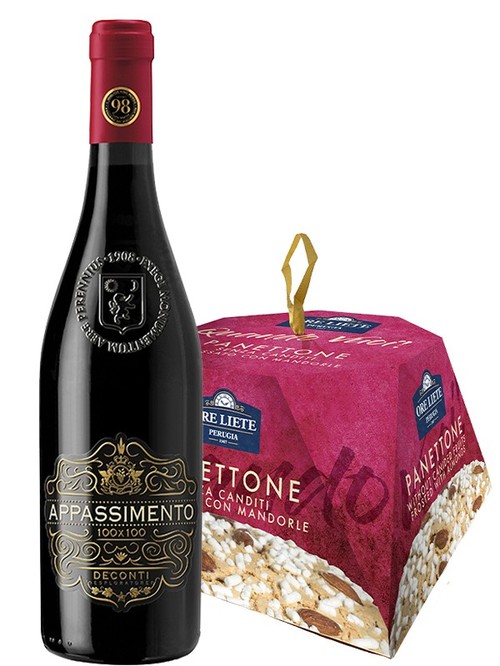 Набір Вино Appassimento Rosso Puglia з панеттоне Ore Liete фото
