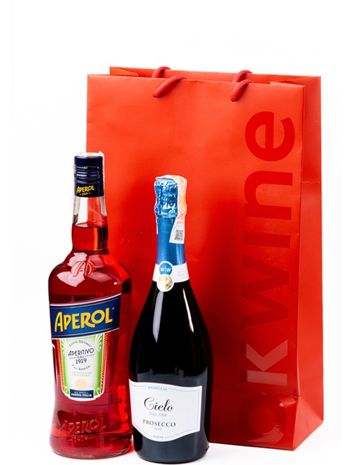 Набор Игристое вино Cielo e Terra с аперитивом Aperol и бокалами для шампанского Rona фото