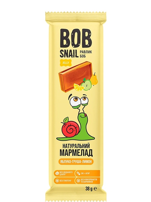 Мармелад натуральный со вкусом яблока, груши и лимона, Bob Snail, 38г Мармелад натуральный со вкусом яблока, груши и лимона, Bob Snail, 38г фото