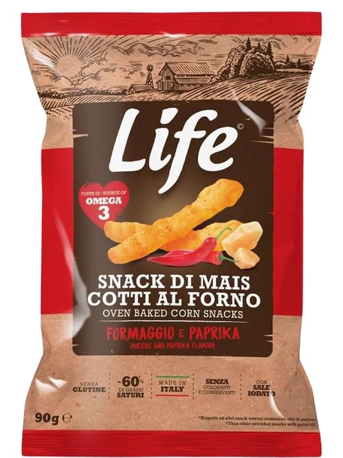 Снеки кукурудзяні зі смаком сиру та паприки, Life Snack, 90г фото