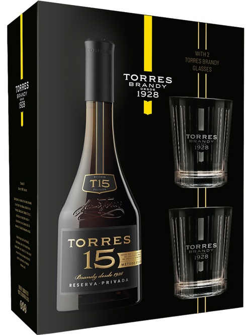 Бренді Торрес Резерва / Torres Reserva, 15 років, 40%, 0.7л, в подарунковій коробці + 2 склянки Бренді Торрес Резерва / Torres Reserva, 15 років, 40%, 0.7л, в подарунковій коробці + 2 склянки фото