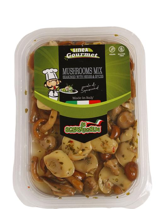 Суміш маринованих грибів з травами та спеціями в олії, Le Squisivoglie, 140г Суміш маринованих грибів з травами та спеціями в олії, Le Squisivoglie, 140г фото