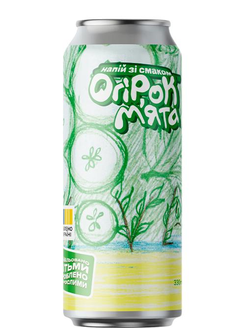 Напій газований зі смаком огірка та м'яти, Mova, з/б, 0.33л фото