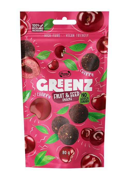 Фруктовые снеки без сахара с вишней и семенами, Greenz, 80г Фруктовые снеки без сахара с вишней и семенами, Greenz, 80г фото