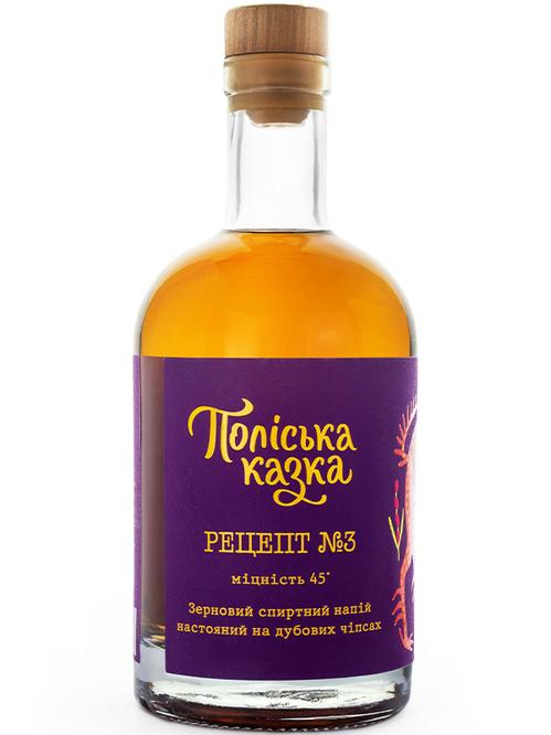 Зерновий спиртний напій настояний на дубових чипсах, Рецепт №3, Поліська казка, 45%, 0.7л фото