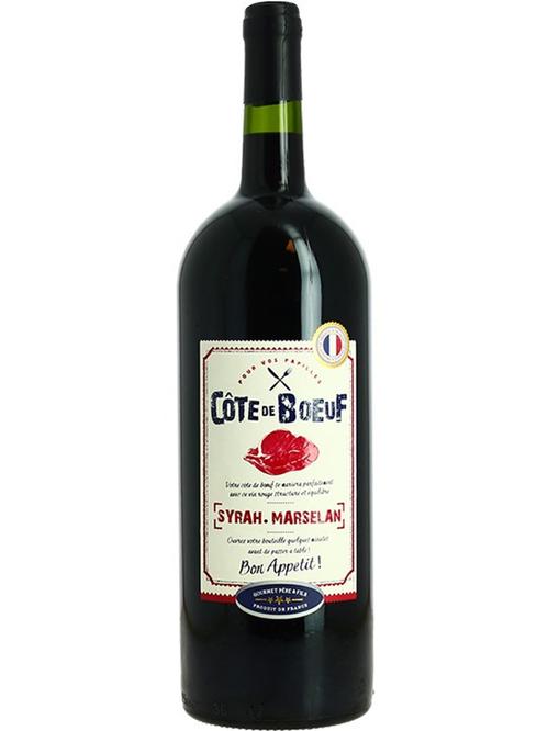 Вино Кот де Боф, Сіра - Марселан / Cote de Boeuf, Syrah - Marselan, Gourmet Pere & Fils, червоне напівсухе 1.5л Вино Кот де Боф, Сіра - Марселан / Cote de Boeuf, Syrah - Marselan, Gourmet Pere & Fils, червоне напівсухе 1.5л фото