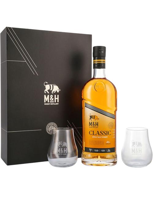 Віскі Класік, Сінгл Молт / Classic, Single Malt, M&H Distillery, 46%, 0.7л, в подарунковій коробці + 2 склянки Віскі Класік, Сінгл Молт / Classic, Single Malt, M&H Distillery, 46%, 0.7л, в подарунковій коробці + 2 склянки фото