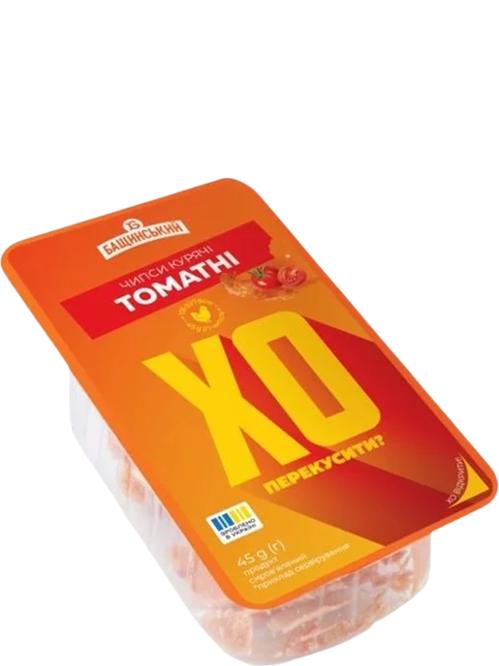 Чипси курячі сиров'ялені, ХО Dry Chicken Томат, Бащинський, 45г Чипси курячі сиров'ялені, ХО Dry Chicken Томат, Бащинський, 45г фото