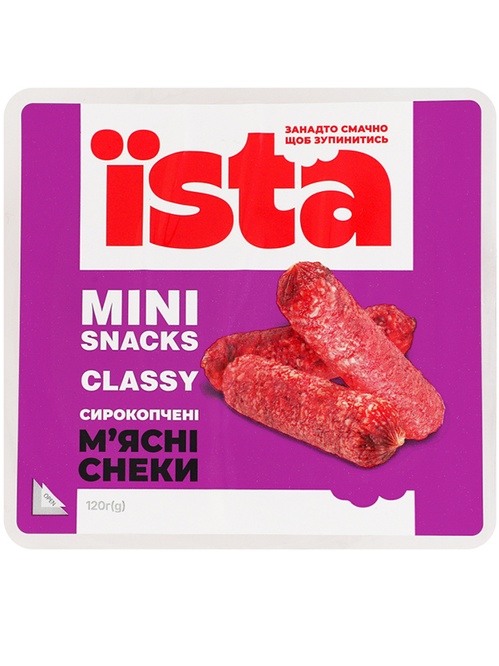 М'ясні снеки сирокопчені Mini Snacks Classy, ЇSTA, 120г фото