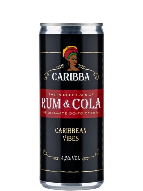 Напій слабоалкогольний Карібба, Ром & Кола / Caribba, Rum & Cola, з/б, 4.5%, 0.25л фото