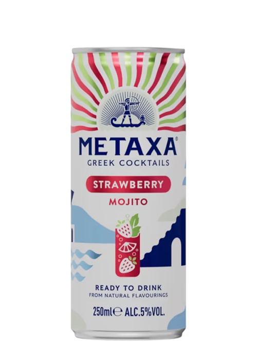 Напій слабоалкогольний Метакса, Полуничний Мохіто / Metaxa, Strawberry Mojito, з/б, 5%, 0.25л фото