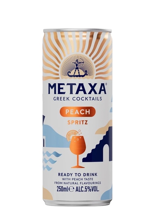 Напій слабоалкогольний Метакса, Персиковий Спрітц / Metaxa, Peach Spritz, з/б, 5%, 0.25л фото