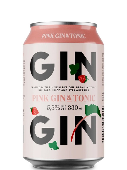 Напій слабоалкогольний Кюрьо, Пінк Джин & Тонік / Kyrö, Pink Gin & Tonic, з/б, 5.5%, 0.33л фото