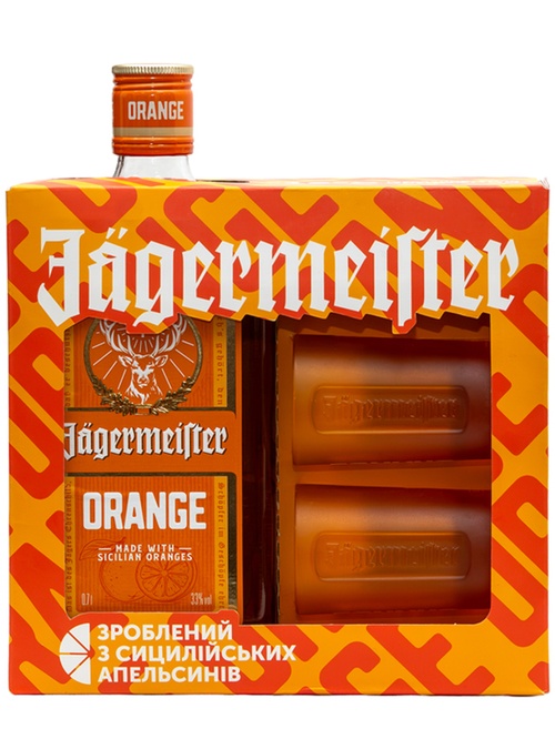 Лікер Єгермайстер, Оранж / Jagermeister, Orange, 33%, 0.7л, в подарунковій коробці + 2 шота Лікер Єгермайстер, Оранж / Jagermeister, Orange, 33%, 0.7л, в подарунковій коробці + 2 шота фото